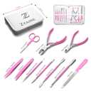 Manicure Pedicure Set - 10-in-1 Stainless Steel Grooming Kit, Personal Care Tools, Nail Nipper, Cuticle Cutter, Scissors, Tweezers, Blackhead Remover, Nail File & Case (Pink)