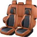 Car Seat Covers Full Set, Leather Seat Covers for Cars, Breathable Seat Cover, Suitable for SUV/Truck/Sedan/Automotive (Brown, 5 Piece)