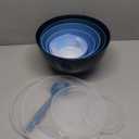 LUXEAR 14 Piece Mixing Bowls with Lids Set, Super Large(6.87-0.21QT) Plastic Nesting Bowls 6 Prep Bowls 6 Lids 2-in-1 Spoon-For Microwave Dishwasher Safe for Preparing Mixing Serving Storing (Blue)