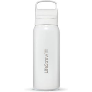 LifeStraw Go Series  Insulated Stainless Steel Water Filter Bottle for Travel and Everyday Use Removes Bacteria, Parasites and Microplastics, Improves Taste, 24oz Polar White (24 Ounces)