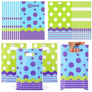 9 x HIYZI 50 PCS Monster Party Favor Bags Cartoon Birthday Goodie Bag Green Purple Plastic Gift Bags for Boys Girls Baby Shower Birthday Decoration Supplies