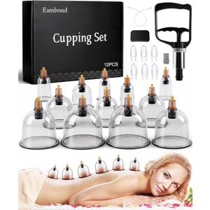 Cupping Kit for Massage Therapy, Silicone Physical Chinese Therapy Cupping Set at Home, Professional Muscle Cupping Tool with Pump & Vacuum Cups for Cellulite Reduction (12 Cups+6 Magnets+1 Extension Tube+1 Hand Pump)