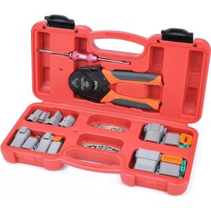 iCrimp PC-IWD16 Deutsch Crimping Tool Kit with Deutsch Crimper for AWG 14-18 Solid Contacts, DT Connectors in 2,3,4,6,8 and 12 Pin Configurations, 105 Pieces Automotive Electrical Wiring Tool Kit
