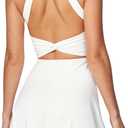 Heathyoga Tennis Dress with Built in Shorts and Bra Athletic Dress for Women Summer Cut Out Twisted Golf Workout Dress (White, S)