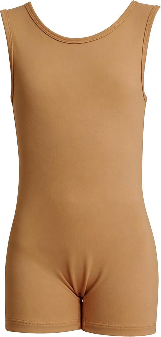 WEGETIT Gymnastics Leotards for Girls Sleeveless Black Leotard Toddler Dance Tank top Biketards with Shorts Kids Bodysuit 8-10Y