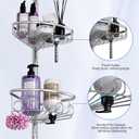 Corner Shower Caddy Tension Pole: Stainless Steel Rustproof 4-Tier Shower Organizer - 47-121 inch Adjustable Bathroom Shelves for Bathtub Shampoo Storage - Tension Rod Floor Standing Bath Rack