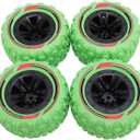 Alomejor RC Crawler Tires, 4PCS 1:14 1:16 Rubber Wheel Rims Tires for 144001 144010 144011 144016 (Green)