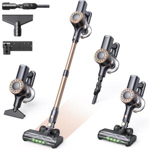 Cordless Vacuum Cleaner, 30Kpa Stick Vacuum with Anti-Tangle Brush and Upgraded Green Light, Up to 45Mins Runtime, Self-Standing Wireless Vacuum Cleaner for Home, Pet Hair, Carpet, Hard Floor (Purple)