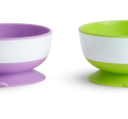 Munchkin Stay Put Suction Bowls for Baby and Toddler, 2 Pack, Blue/Green/Purple