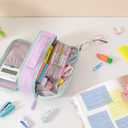 Amersun Large Capacity Pencil Case Pouch for Girl, Student, Women, Teen - Multi-Compartment, High Storage, Marker Pen Stationery Box Bag Organizer Holder for School College Office (Purple)