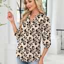 Rapbin 3/4 Length Sleeve Womens Tops Business Casual Blouses Button Down V Neck Tunic Shirts Solid Loose Fit Soft Work Outfits (Coral Pink, XXL)