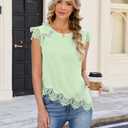 JTD Women's Sleeveless Tops Lace Trim Tank Tops Casual Loose Blouses 2026 Summer Trendy Dressy Tank Shirt Green (L)