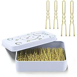 200pcs U Shaped Hair Pins Black/Brown/Blonde/Silver with Cute Case, Hairpins for Buns, Premium Bobby Pins for Kids, Girls and Women, Great for All Hair Types(2.4 & 2 Inch) (Blonde)