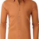 Mens Dress Shirts 4-Way Stretch Long Sleeve Slim Fit Formal Shirt Business Casual Wedding Dating Button Down Shirts (XXXL)