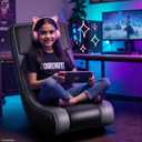 GTPLAYER Floor Rocking Gaming Chair – Floor Rolling Game Chairs with Angle Limiter, Gamer Rocker Floor Seat, Compact & Lightweight, Black & Grey, Standard
