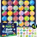 Bath Bombs for Kids with Surprise Inside, 30 Pack Kids Bath Bombs with Toys Glow in The Dark, Child-Safe Colorful Bubble Fizz Bath Ball Gift Set for Easter Egg, Birthday,Christmas