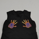 Milumia Women's Casual Hand Print Sleeveless Round Neck Summer Crop Tank Tops Black Top XS 