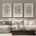 Large Framed Botanical Wall Art for Living Room, 3 Piece Neutral Plant Canvas Painting Prints Artwork for Farmhouse Walls, Vintage Floral illustration Pictures for Bedroom Kitchen Wall Decor, 20x30, 20" W x 30" H x 3Pcs