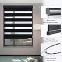 GHV Corded Zebra Blinds for Windows Blackout Dual Layer Privacy Shades for Indoor Windows Light Control for Day and Night Home Office (Black, 36 in(W) x 64 in(H)