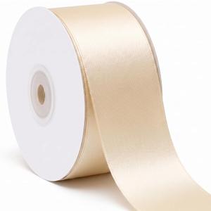 Cream Double Face Satin Ribbon 1-1/2 Inch x 25 Yards, Polyester Decorative Ribbon for Wedding Decor, Hair Bows, Gift Wrapping, Floral Arrangements, Sewing and Crafts