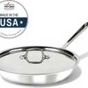 All-Clad D3 Stainless Steel 10 inch Frying Pan Covered- Made in the USA- The Original Bonded Professional Cookware- Oven Safe & Induction Compatible