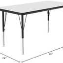 Correll 24"x60" Rectangular, Classroom Dry Erase/Markerboard Top Activity Table, Height Adjustable (19"-29), White Durable High Pressure Laminate, School Furniture, Made in The USA (Black)
