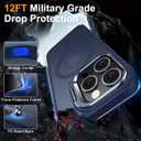 Magnetic & Stand for iPhone 16 Pro Case with 9H Screen & Lens Protector[Fit for Magsafe][Metal Kickstand][Colorful Frame] Translucent Matte Back Skin-Touch Case for iPhone 16 Pro Blue