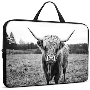 13-15 Inch Laptop Sleeve Compatible with MacBook Air 13-15 inch, Slim Lightweight Shockproof Foam Soft Inner Lining Laptop Case Cute Travel Laptop Sleeve for Dell/ HP, Black Cow