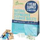 2 x Natural Dishwasher Machine Cleaner Tablets - Plant Based Alternative Refill Dishwashing Detergent Tabs - Eco-Friendly And Plastic Free Way For Clean Dishwasher - 24 Pack Refills Dish Washer Soap Pods