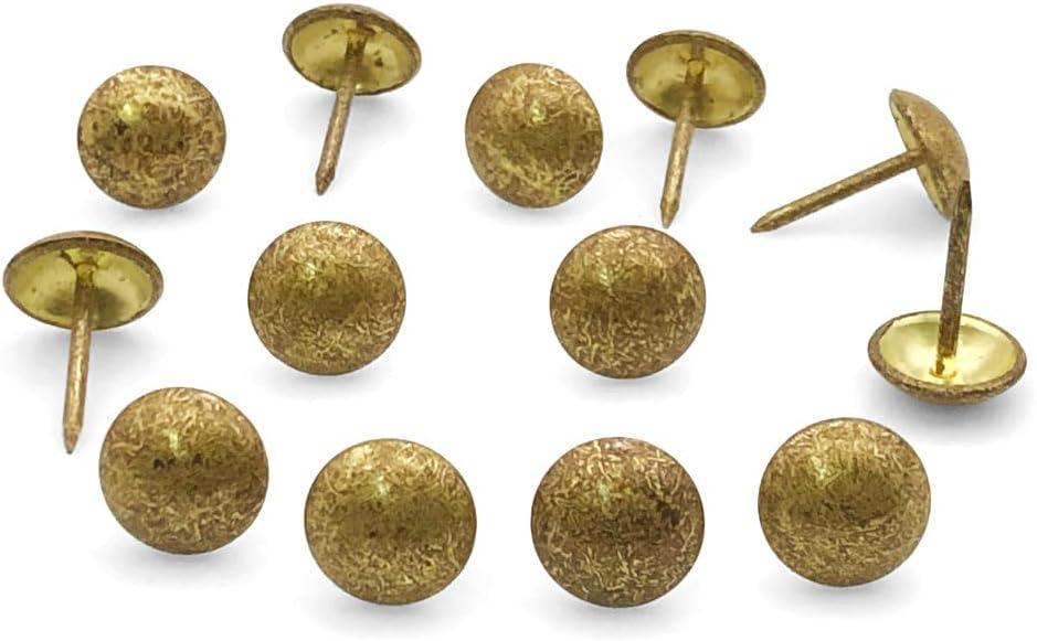 Let's Decorate 200PCS Upholstery Tacks D11mm/0.43" Antique Gold Color Pins, Sofa Decorative Tacks, Furniture Metal Thumb Tacks, Home DIY Decorative Nail Heads Nails (11mm Antique Gold)