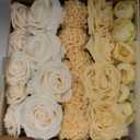 Ling's moment Artificial Flowers Fake Silk Roses Faux Foam Dahlia Combo for DIY Wedding Bouquets Centerpieces Arrangements Bridal Shower Party Home Decorations, Creamy Yellow & Cream, 24pcs