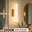 20in Natural Alabaster Wall Sconces, LED Marble Gold Wall Sconce, 4.5"L x 4.7"W x 20"H