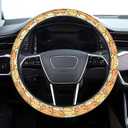 Car Steering Wheel Cover, Anti-Slip Breathable Elastic Neoprene 15 Inch Car Steering Wheel Protector for Women and Men,for Cars, SUVs Cute Yellow Cats
