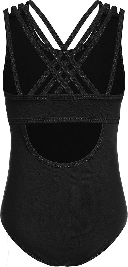 Arshiner Girls Ballet Leotards Dance Gymnastic Outfits Crisscross Straps Sleeveless Tank Dancewear (9-10 Years, Black)