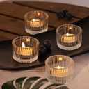 Lanttu Clear Tealight Candle Holder Set of 12, Small Votive Candle Holders for Wedding, Glass Tea Light Candles Holder for Party&Home Decor, Table Centerpiece (2''Dia*1.4''H)