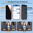 QHOHQ [1-Second Auto-Install] 3 Pack Privacy Screen Protector for iPhone 17 Pro Max [6.9 Inch] + 1 Set Camera Lens Protector, 25 Anti Spy Tempered Glass, [Military Grade Shatterproof], Case Friendly