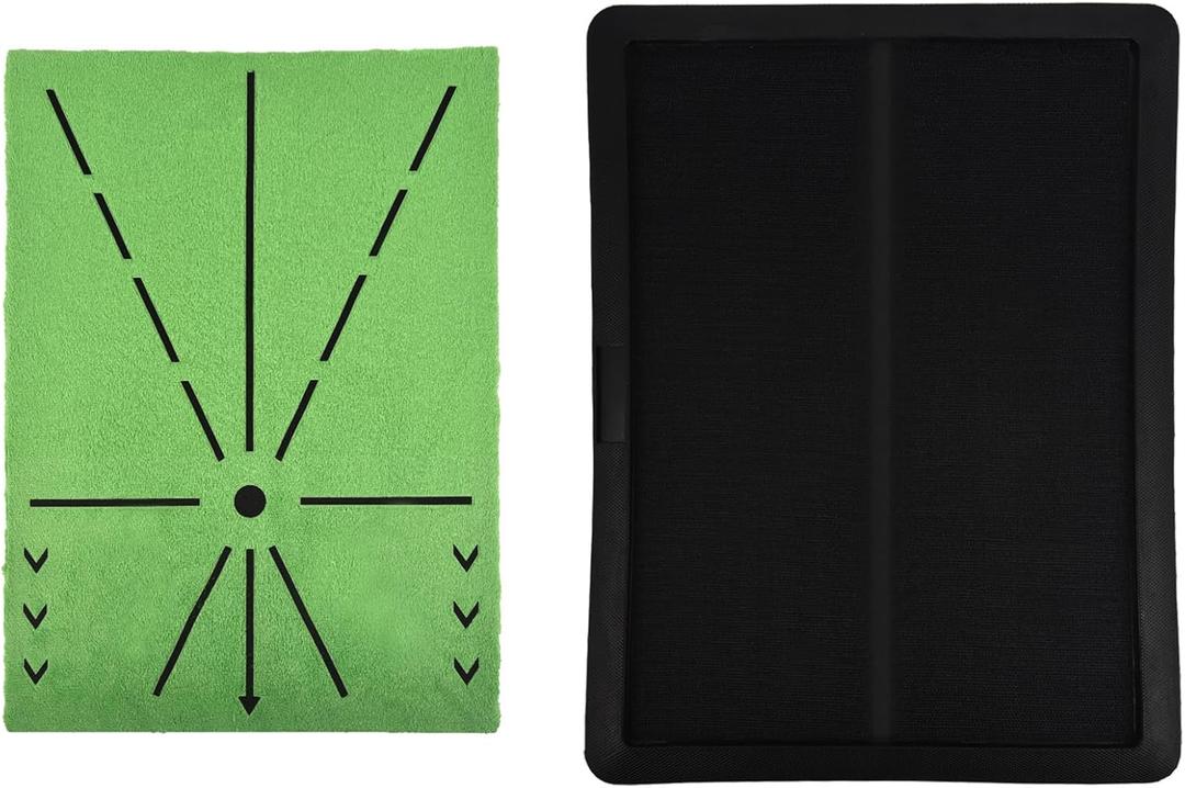 Golf Strike Mat with Swing Path Feedback - Non-Slip Rubber Training Mat for Driving, Chipping, Putting Practice Indoor & Outdoor