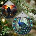 Peacock Stained Glass Orament - Christmas Ornament - Christmas Decorations for Tree - Holiday Present ldeas - Gift Exchange