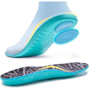 OrthoComfoot Comfortable Cushion Sneaker Insoles Men Women: Plantar Fasciitis Relief Arch Support Running Sports Inserts, Orthotics Gel Shock Absorbing for Walking All Day, Size 6 Men/8 Women (Black)