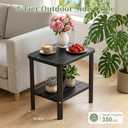 EFU Outdoor Side Table, Weather Resistant 2-Tier Small Outdoor Table, 16.46*12.52*16.46 in