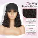 HANYUDIE Hat Wig for Women Wig Cap with Curly Hair Extensions Hat with Hair Wave Adjustable Baseball Cap Wigs