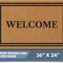 Barnyard Designs Natural Coco Coir Heavy Duty Backing Doormat - Large Cute Non-Slip Front Door Welcome Mat for Outside Entrance or Porch Entry, Brown (24x36, Welcome)