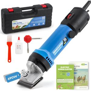 Horse Clippers 690W 28000RPM, Heavy Duty Horse Grooming Kit, Professional Livestock Clippers with 6 Speed Adjustable for Shaving Horse Pony Cattle Goat Large Dogs and Others
