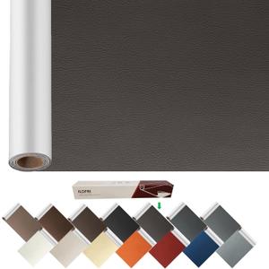 Large Leather Repair Patch Tape 17x60 inch, Durable Self Adhesive Backing, Vinyl and Leather Repair Kit for Couches, Car Seats, Boat Seats, Furniture, Upholstery, Sofa - Grey Brown