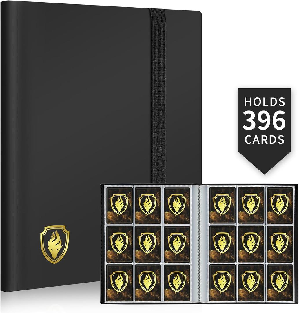 Card Binder 9 Pocket, Fabmaker 396 Pockets Trading Card Binder, Premium Collector Card Album for Standard Cards, Side Loading Card Collection Folder for Game Cards, Sport Cards, Black