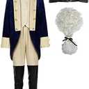 ReliBeauty Washington Costume Boys Hamilton American Colonial Uniform with Wig 150