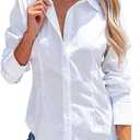siliteelon Button Down Shirts for Women: Wrinkle Free Long Sleeve Classic Fit Collared Dress Shirt Solid XL