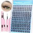 Pawotence Lash Clusters Kit Wispy Lash Extension Kit 8-16mm Natural Cluster Eyelash Extension Kit Individual Lashes 154pcs Eyelash Clusters with Lash Bond and Seal, Lash Tweezers for Self Use