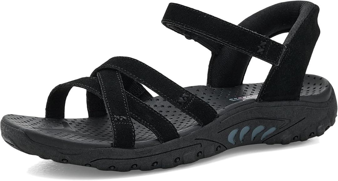 Skechers Women's Reggae - Natural Poise Hands Free Slip-ins | Hands Free Slip-Ins, Heel Pillow, Genuine Suede, Adjustable Instep Strap, Flexible Traction Outsole, Trail Sandal 7.5