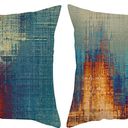 18x18 Pillow Cover Set of 2, Teal and Orange Colorful Art Artwork Contemporary Decorative Throw Pillow Covers Abstract Aesthetic Art Deco for Couch Sofa Living Room